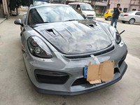 适用于保时捷 981 碳纤维车身套件 981 升级版 GT4 RS 风格碳纤维引擎盖保险杠