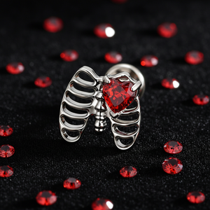 Bijou de piercing corporel en titane en forme de cœur avec CZ rouge, labret à filetage interne, pour lèvre, oreille, hélix, tragus, cadeau de Saint-Valentin - Product Image 6