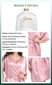 Di lusso all'ingrosso <span class=keywords><strong>vestaglia</strong></span> da damigella abiti da sposa morbidi abiti di raso liscio di lusso con logo stampato digitale pigiami da <span class=keywords><strong>donna</strong></span> - Product Image 6