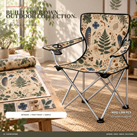 Chaise de camping en gros avec porte-gobelet latéral et logo et motif personnalisés pour l'étude en plein air et la randonnée