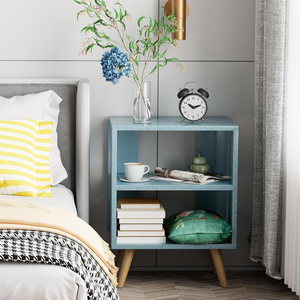 Modern <strong>Blue</strong> End <strong>Table</strong> with Open Storage, 2-Tier Nursery <strong>Bedside</strong> <strong>Table</strong> for Small Spaces - Product Image 5