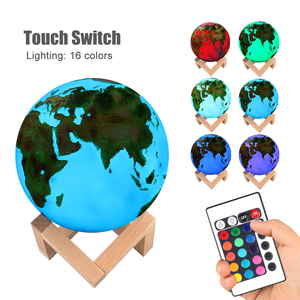 Lámpara de Globo Terráqueo LED Lelyi, 3 Colores, Sensor Táctil, Recargable por USB, Impresión <span class=keywords><strong>3D</strong></span>, Lámpara de Tierra y Luna, 15 cm - Product Image 2