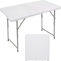 Table de pique-nique pliante portable de 48 pouces, hauteur réglable, en aluminium, table de camping pliable en deux, type valise, pour l'intérieur et l'extérieur