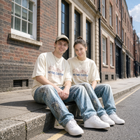 T-shirt Oversize Unisexe en Molleton Lourd 270 g/m² avec Imprimé Numérique en Soie Tricotée Formelle, Coupe Évasée Unie