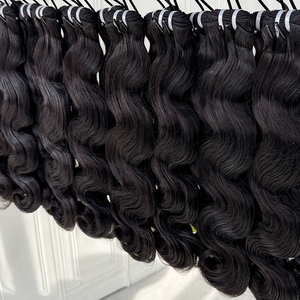 <b>Body</b> <b>Wave</b> Hair Extensions Human Hair Natural Black Soft Wavy Double Weft Thick Full Hair Bundles For Wholesale Supply - Product Image 3