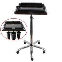 Plateau d'organisation intelligent pour coiffure Chariot à plateau d'extension de cheveux de Salon de beauté en acier inoxydable noir pliant mobile