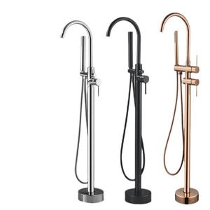 Colonne de douche sur pied avec pommeau de douche pluie, cartouche en laiton chromée, 2 poignées pour baignoire et salle de bain - Product Image 3