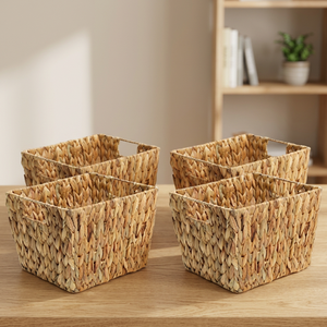 Natural Wicker Storage Baskets Rectangle With Handles Rustic Multi <strong>Purpose</strong> Neatening <strong>Container</strong> - Product Image 2