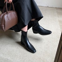 Bottines pour femmes à bout carré, fermeture éclair arrière, pour affaires, mariage, brillantes, confortables, à talon bas