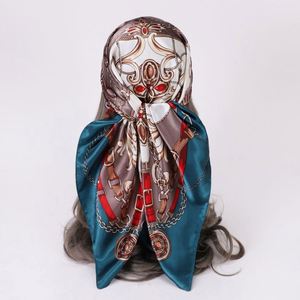 Foulards carrés en satin de polyester de 90 cm, design élégant et tendance, imprimés pour femmes, hijab, protection solaire automne, foulards de poignet - Vente en gros - Product Image 2