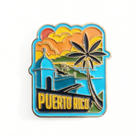 Pin de Solapa Metálico con Forma de Bandera de Puerto Rico y Recubrimiento Epóxico, Venta al por Mayor, Recuerdos Patrióticos de Puerto Rico para Viajes