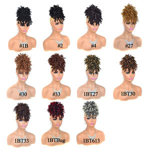 Nouvelles franges bouclées à cordon, franges bouclées crépues, extensions de cheveux synthétiques, clip sur les franges, postiches ajustables, <span class=keywords><strong>chignon</strong></span> - Product Image 5