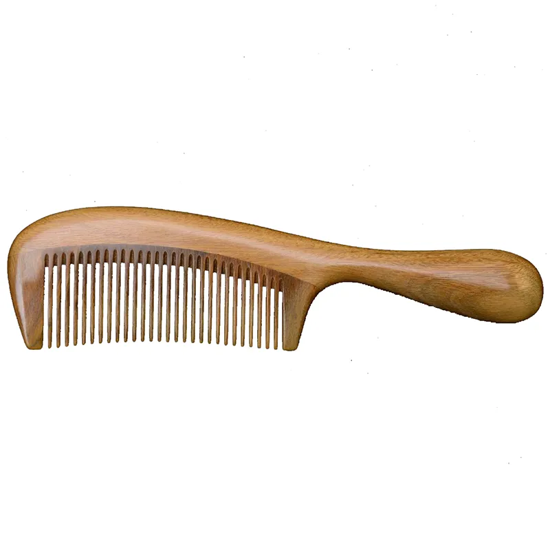 Anti-Static Green Sandalwood Handmade Custom Wide Tooth Natural Hair Wooden Combs