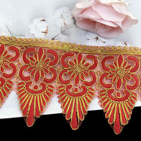 Bordure en dentelle brodée dorée de 4,9 pouces de largeur avec franges, accessoires de couture pour vêtements et décoration de mariage à domicile