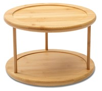 Étagère à épices en bambou à double couche rotative, porte-bouteilles à condiments, rangement d'épices de cuisine