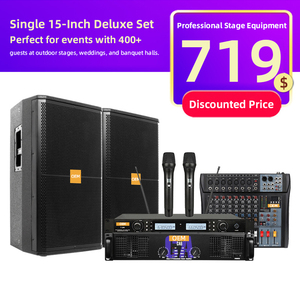 Conjunto de Altavoces para Escenario: Altavoces de Rango Completo Individuales/Dobles de 15 Pulgadas, Ideales para Exteriores, Bodas, Bares, Conferencias, KTV - Product Image 2