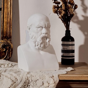 Busto de Sócrates de Resina con Aspecto de Yeso Blanco Europeo Vintage, Estatua de Cabeza de Filósofo para Decoración Artística de Mesa del Hogar - Product Image 2