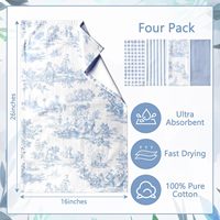 Robust Durable Cotton Tea Towel Classic Striped Design Super Absorbent Machine Washable Kitchen Cloth for Long Time Daily Usage