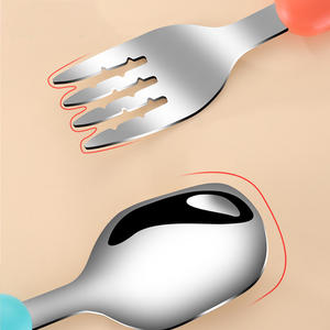 Ensemble cuillère et fourchette pour bébé, en acier inoxydable, avec étui, manche en plastique, couverts d'apprentissage, Cucharas <span class=keywords><strong>Bebe</strong></span> Factory - Product Image 4