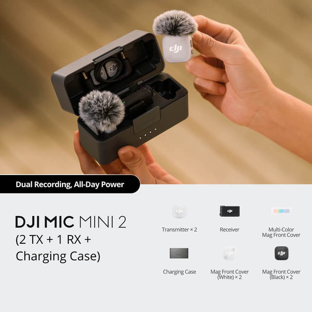 DJI Mic Mini 2 Lightweight & Versatile, Compact Storage High-Quality Audio Two-Level Noise Cancelling 48-Hour Operating Time