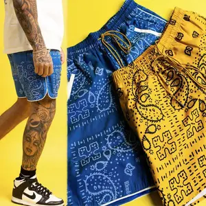 Men's Gym Shorts Summer Running Fitness Basketball Training Short Pants Custom Paisley Print Woven Nylon Sweat Shorts For Men