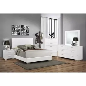 NOVA 11NAA033 High Glossy 5 Pieces Modern Queen Bedroom Set Furniture Bed Room Storage Cabinet King Size Double Platform Bed