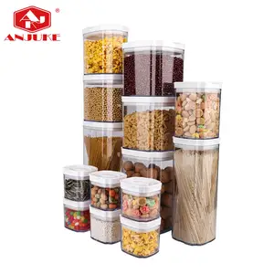 ANJUKE Airtight Dry Bulk Containers Cereal Solid Sealed Air Tight Plastic Food Storage Container Set With Lids For Kitchen