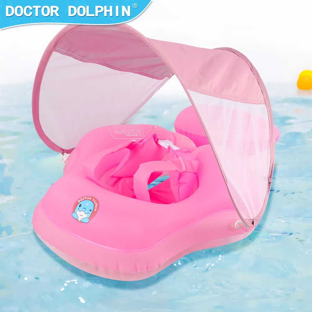 حلقة استلقاء جديدة عائمة للسباحة مع حاجب شمس عائمة قابلة للنفخ للطفل عائمة للأطفال