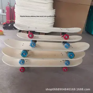 <span class=keywords><strong>Skateboard</strong></span> Dipinto a Mano per Bambini, Disegno Graffiti Fai-da-Te, Tavola in Legno d'Acero a 7 Strati, Robusta, Colore Originale, Superficie Vuota per Allenamento - Product Image 5