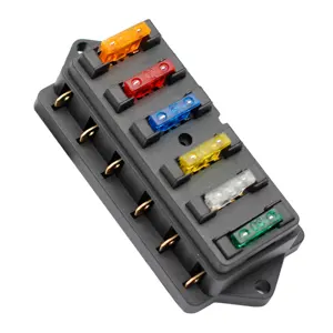 12V DC 6 Way Blade Fuse Block Automotive 6 IN 6 OUT Car Universal ATC/ATO Blade Fuse Holder Box for Truck Van