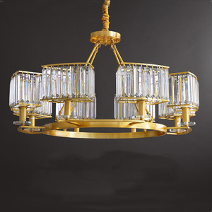 Lustre en cuivre de cristal créatif de luxe suspendu en or lampes suspendues pour table à manger - Product Image 2