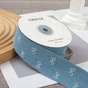 Ruban en jean imprimé nœuds Zexiao vintage de 4 cm x 10 yards, durable, pour embellissement de vêtements, sacs et textiles de maison (vente en gros) - Product Image 2