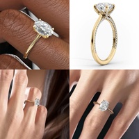 2 Karat Oval Kesim Solitaire Laboratuvar Üretimi Elmas Nişan Yüzüğü 10K 14K 18K Som Altın IGI Sertifikalı CVD/HPHT