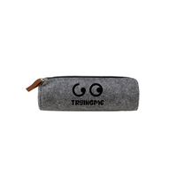 Sac à crayons promotionnel pour enfants, personnalisé, rond, en feutre, avec fermeture éclair
