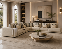 Canapé en forme de L, canapé en cuir léger de luxe, mobilier italien, style nordique Chesterfield, salon
