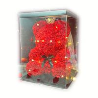 40cm LED Rose Teddy Bear Flower PE Foam Bear Gift Box for Graduation Thanksgiving Christmas Decoration Valentine's Day Gifts