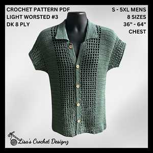 Patrón de Crochet OEM ODM, Patrón de Crochet para Camisa de Hombre y Mujer, Tallas S a 5XL, Ropa DIY, Top de Crochet Moderno, Descarga Digital Instantánea - Product Image 3