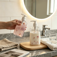 Flacon pompe à lotion en PET transparent de style nordique, distributeur réutilisable pour gel douche, savon pour les mains, accessoire de salle de bain