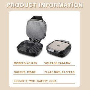 Sandwichera Dsp con doble zona de cocción, parrilla eléctrica de 21,5 cm para desayunos y comidas ligeras - Product Image 4