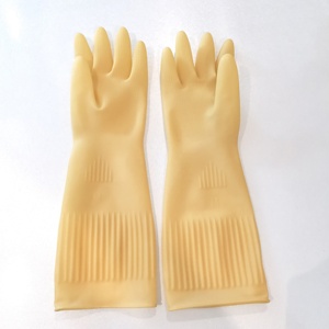Fábrica al por menor y al por mayor 38cm 15 pulgadas Amarillo Guantes De Latex Industriales Work Guantes De Goma Natural - Product Image 2