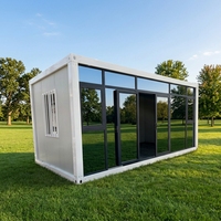 Casa Contenedor Modular con Pared de Cortina de Vidrio, Edificio Prefabricado Móvil para Sala de Exposiciones, para Proyectos Comerciales Temporales