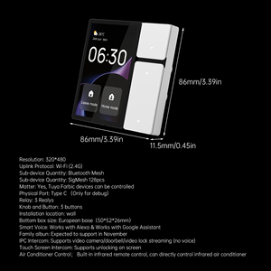 SIXWGH Tuya Smart Life Panneau intelligent 3,5 pouces Interrupteur mural intelligent IR Automatisation de la maison intelligente IoT BLE Mesh TPP06 Fonctionne avec Alexa - Product Image 3