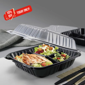 Per andare contenitori monouso a doppio colore 3 vano in plastica a conchiglia contenitori per alimenti scatola quadrata per uso ristorante - Product Image 1