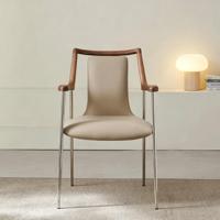 Nouvelle chaise de salle à manger de style chinois, pieds en métal, accoudoirs en bois massif, meubles durables pour la maison, chaises de salle à manger