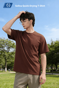 T-shirt Homme 210g Sorona Cool Touch en Soie Glacée Séchage Rapide <span class=keywords><strong>Couleur</strong></span> Unie Ample Décontracté Respirant Léger Manches Courtes - Product Image 2
