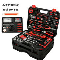 Kit d'outils à main complet de 328 pièces pour la réparation automobile et domestique, comprenant clés à douille, tournevis, pinces et boîte à outils.