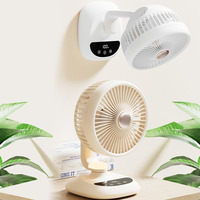 Ventilador oscilante de pared con motor sin escobillas de 3000 mAh, luz táctil, pantalla digital, temporizador, ventilador de circulación de aire de sobremesa.