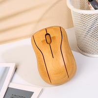 Mouse komputer nirkabel LOGO kustom ramah lingkungan, Mouse komputer nirkabel bambu hadiah promosi portabel 2.4Ghz
