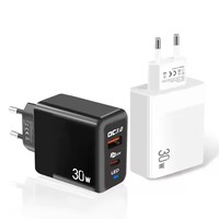 Cargador de pared A + C de 30W QC3.0, puertos duales, tipo C USB, adaptador de carga rápida, enchufe de EE. UU., UE, Reino Unido, bloque de cargador de viaje