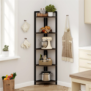 Musu <strong>Rustic</strong> Tall <strong>Corner</strong> <strong>Shelf</strong>, Industrial <strong>Corner</strong> Bookshelf for Living Room, Wood and Metal <strong>Corner</strong> Plant Stand for Home Office - Product Image 6